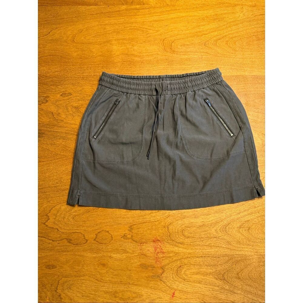 Athleta Womens Elastic Waist Drawstring Farallon Mini Skirt Charcoal Gray Size 2
